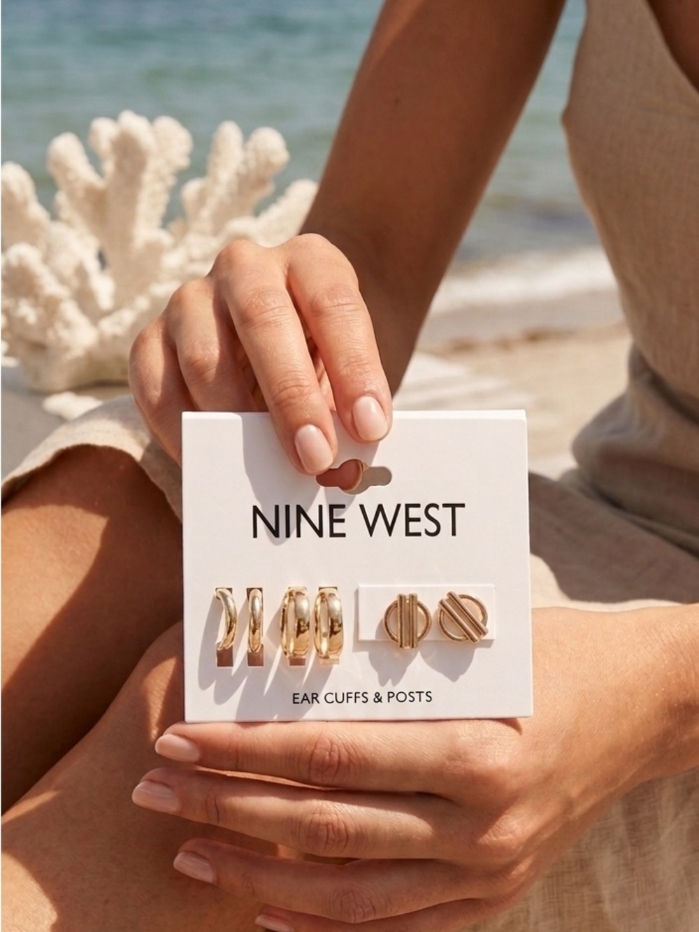 NINE WEST  assorted Gold Ear Cuffs and EAR Posts